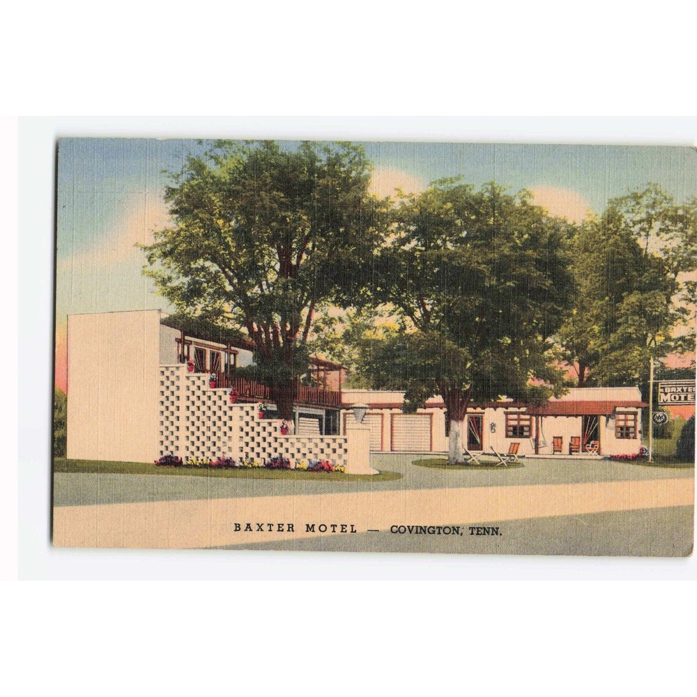 Vintage 1947 Baxter Motel Covington Tennessee Linen Postcard US Highway 51 VG